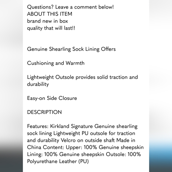 Kirkland Signature Kids Genuine sheepskin Shearling Boots  Nwt - Picture 8 of 8